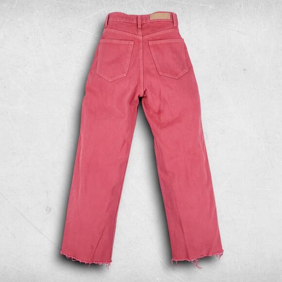 Cotton-On Jeans Womens 2 Red Wide Leg Raw Hem Casual Trendy Streetwear Boho Y2K - Picture 3 of 13